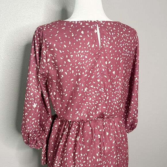 Vici Collection Mauve Dot Faux Wrap Side Tie Mini Dress women’s size small NEW - Picture 7 of 13